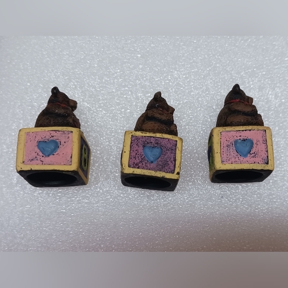 Vintage Gallo Painted PewterThimble/Bear on Blocks/Signed '88/Lot Of 3 - Picture 6 of 9